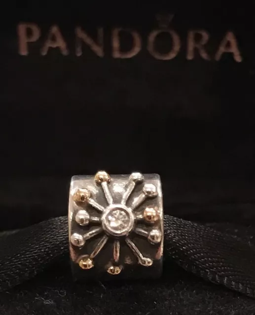 Authentic Pandora Desert Star Sterling Silver W 14k Gold With Clear CZ Charm