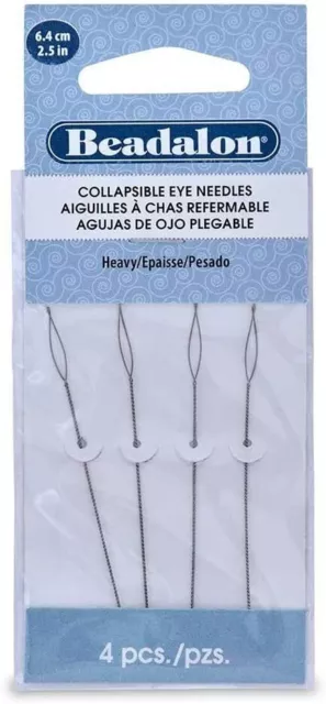 Collapsible Eye Needles,2.5 in (6.4cm) Heavy 4pc Beadalon Beading Art&Craft Tool