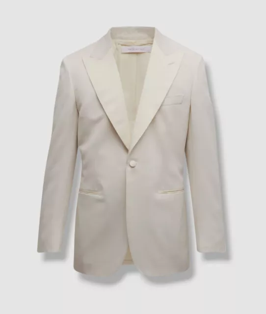 $6400 Brioni Men's White Solid Wool Tuxedo Sport Coat Dinner Jacket Size 56R
