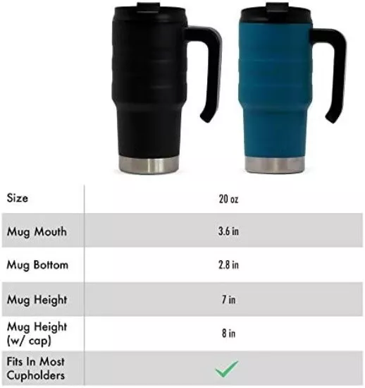#1 Insulated Thermos Travel Mug Hot Cold Coffee Tea 20 oz Tumbler Cup White-NEW 2