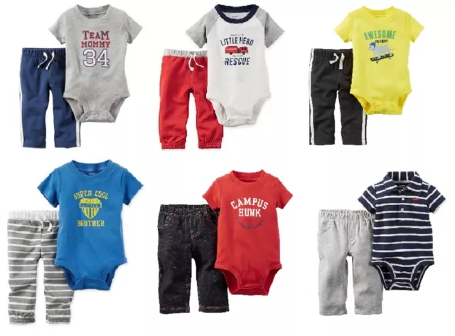 Carters Infant Toddler Boys 2pc Bodysuit Outfits Various Patterns & Sizes NWT