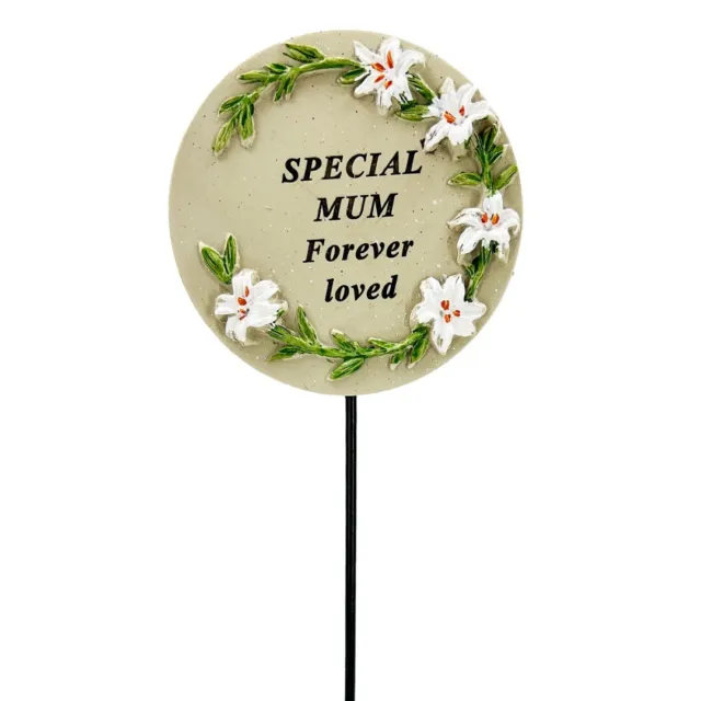 Special Mum Lily Flower Memorial Tribute Stick Graveside Grave Plaque Stake