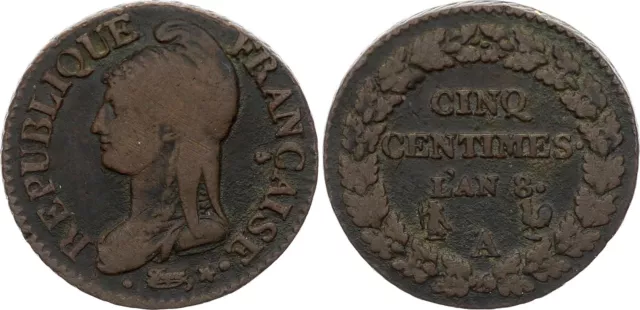 5 Centimes Dupré - An 8 (1799-1800) - A Paris