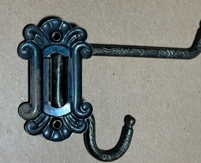 Victorian 3x Eastlake Swing Arm/Folding WALL HOOKS vtg cast iron steel vtg fancy 8