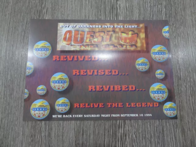 Quest The Club A4 Rave Flyer 10/09/1994 Broad St Wolverhampton Chapter Ii 2