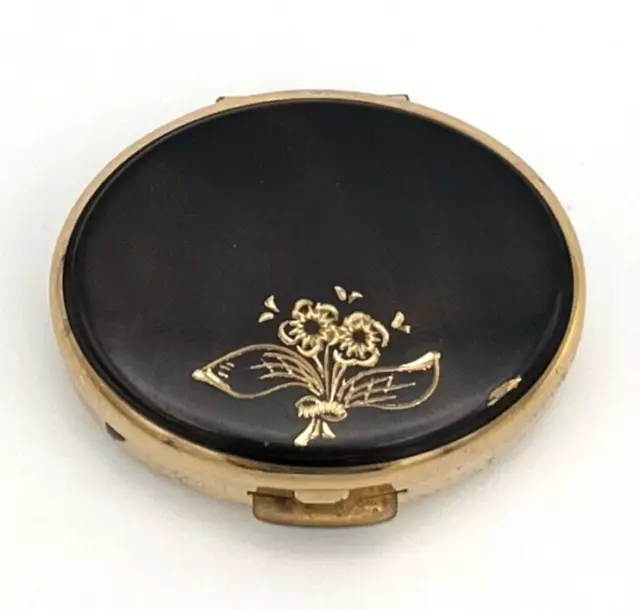 Vintage Pillendose Schmuckbox Gravur Blumen Germany Gold Schatulle RAR #1747