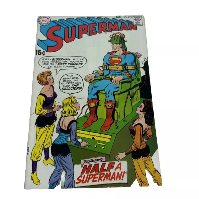 DC Comics Superman Comic Book Issue #223 Half A Hero! VG/FINE 1970