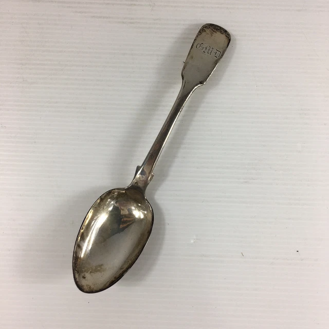 Antique 1850 Elizabeth Eaton Victorian Solid Silver Desert Spoon 17.5cm Long