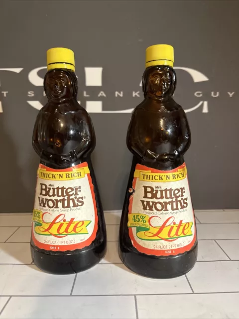 Mrs. Butterworths Lite 10” Tall Amber Glass Syrup Bottle Empty Pack Of 2