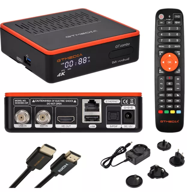 4K UHD FTA DVB-S/S2/T2/C Kabel Sat Receiver Android Smart TV Box HDMI PVR 4:2:2