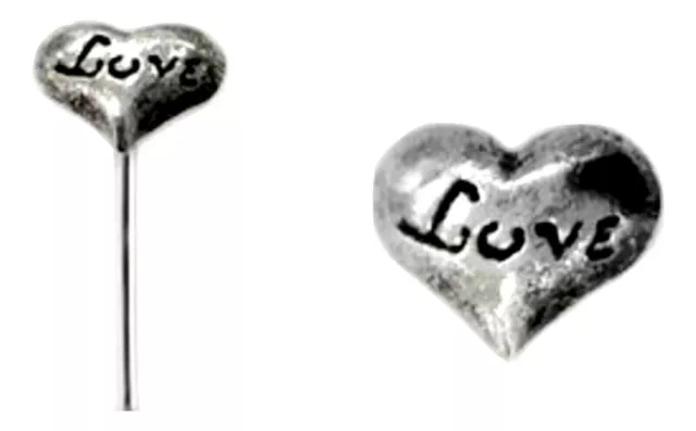 Piercing para la nariz Love Heart Worded 22 g (0,6 mm) Plata de ley 925...