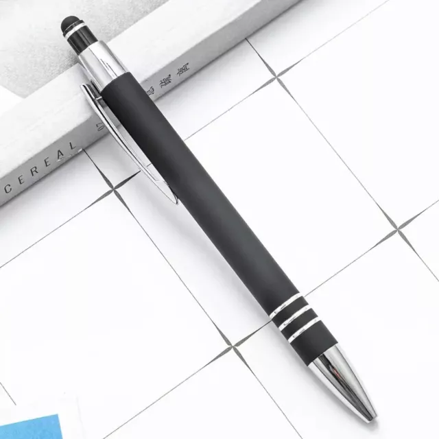 Metall Kugelschreiber Schwarz mit Wunsch Gravur Druckkugelschreiber Touch Pen