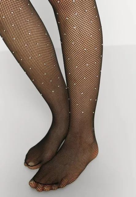 Agent Provocateur crystal fishnet TIGHTS black M collants NEW ladies