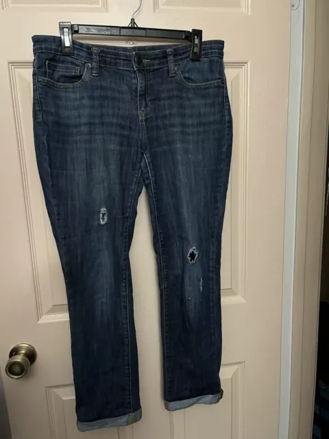 Gap Womens Size 6 / 28 R Sexy Boyfriend Fit Distressed Cuffed Denim Blue Jeans