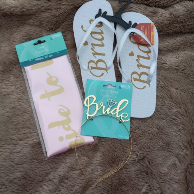 Bride To Be Sash, Bride Headband, Bride Flip Flops Set