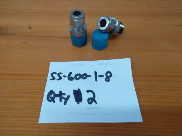 2-QTY Swagelok SS-600-1-8, SST Male Connector, 3/8 in. OD Tube x 1/2 in. MNPT