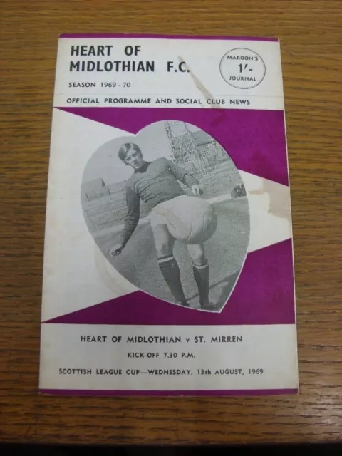 13/08/1969 Heart Of Midlothian v St Mirren [Scottish League Cup] (marked on fron