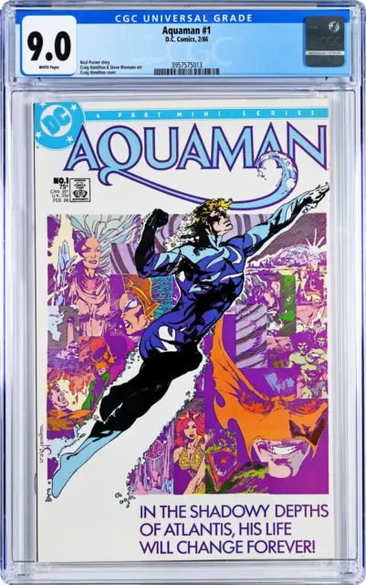 Aquaman #1 CGC 9.0 (Feb 1986, DC) Mini-Series, Neal Pozner Story, New Costume