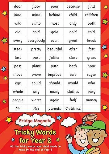 Fridge Magnet Tricky Words for Kids ages 6-7 Year 2 Scholastic Learning Help
