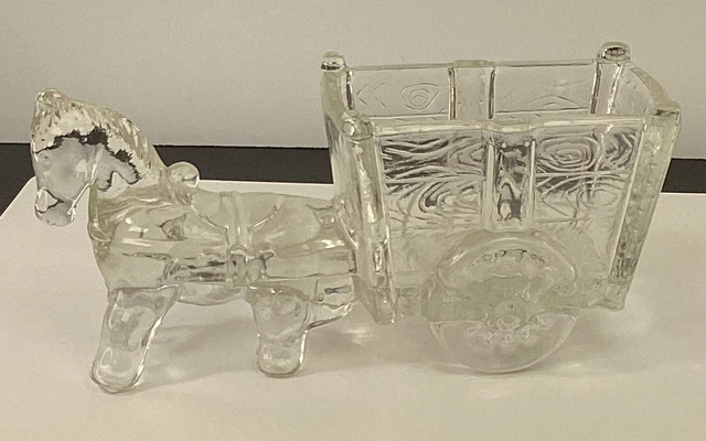 Vintage glass horse donkey carriage cart Jeanette glass