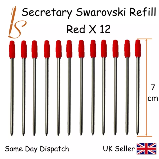 Swarovski Crystal Crystalline Ballpoint Pen Refill Ink - Red X 12