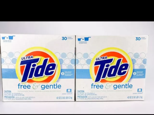 Tide Free And Gentle Powder Laundry Detergent Ultra 42oz Each 30 Load Lot Of 2