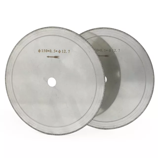 2Pcs 6" inch Thin Diamond Lapidary Saw Blade Cutting Disc Arbor 1/2" Rim 0.53mm