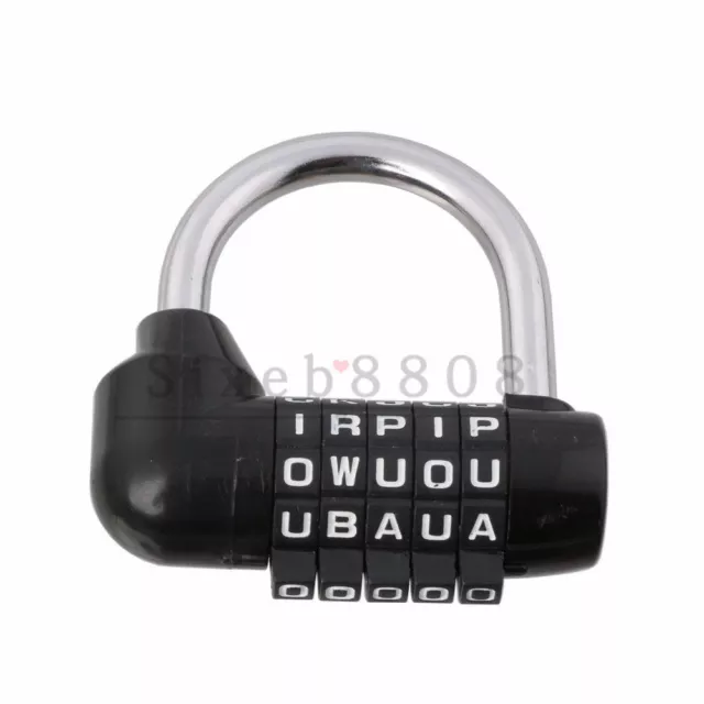 Resettable Combination 5 Digit letter Lock Password Gym Padlock Black