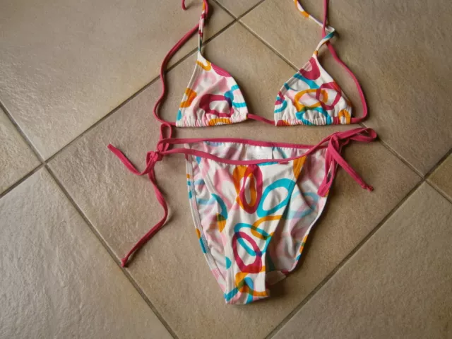 Maillot De Bain 2 Pièces Blanc  Bleu Orange Rose Taille 38 Marque Pacific Motion