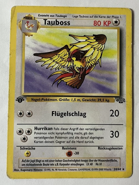 Pokemon Karte Tauboss non Holo 1 Edition Dschungel Jungle Set 24/64 PSA Deutsch