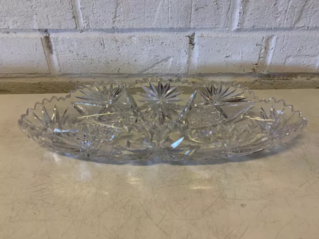 Antique ABP American Brilliant Cut Glass Signed Libbey Star Mark Celery Dish