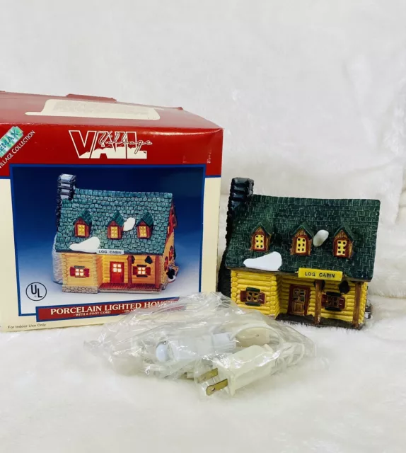 LEMAX Vail Village Collection LOG CABIN  #35089 Porcelain Lighted House 1993