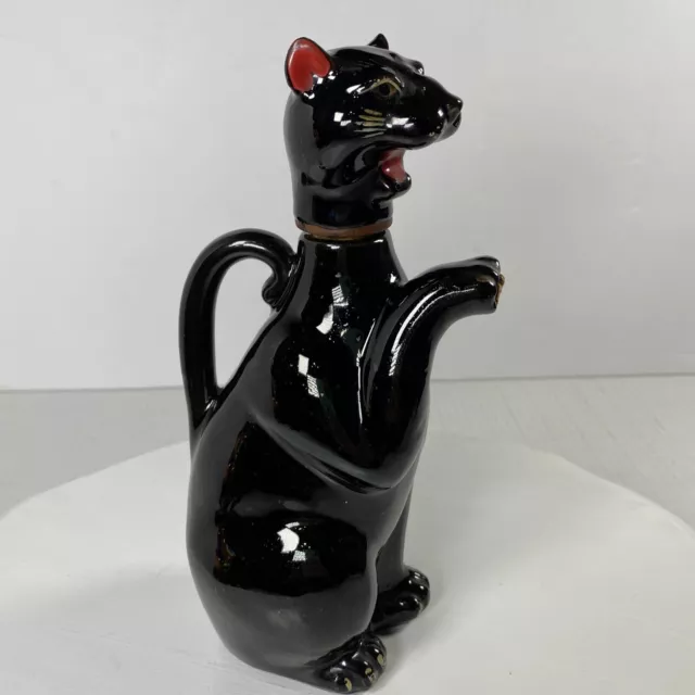 Vintage Black Cat Creamer Pitcher / Figurine Redware  1950’s