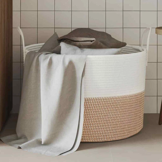 Panier de rangement gris et blanc Ø38x46 cm coton vidaXL