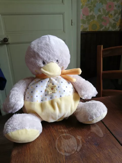 O/ Doudou Peluche Mots D'enfants Poussin Canard Oiseau Boule Jaune Beige Orange