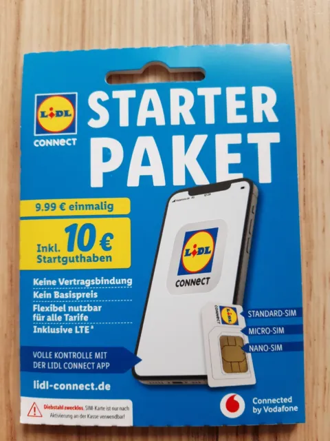 Lidl Connect Starterpaket 5G Vodafone Sim Karte 10€ Startguthaben Lte +49 De Neu
