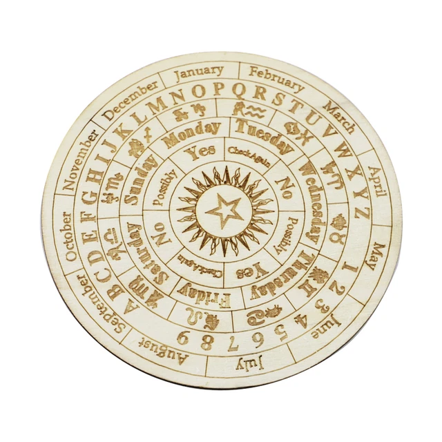 Pendeltafel Aus Holz 25 Cm Rund - Wahrsagetafel Mit Symbolen Für Spirituelle Praktiken & Deko
