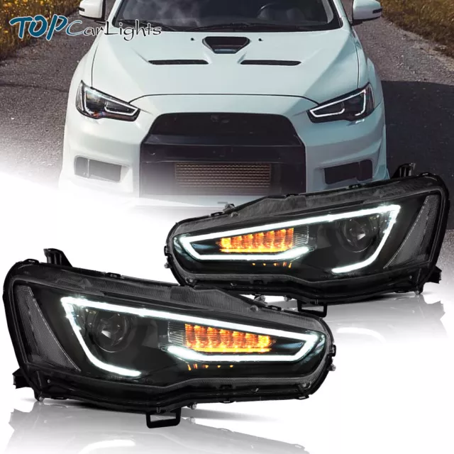 VLAND LED Projector Headlights for 2008-2017 Mitsubishi Lancer CJ CF EVO X Sedan