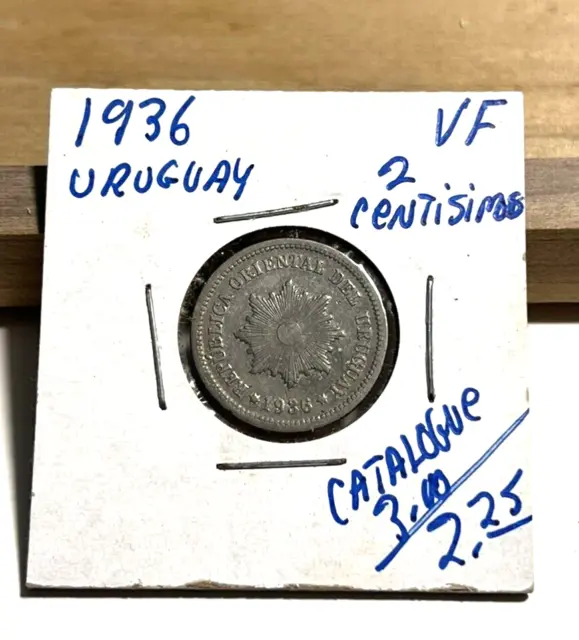 1936 Uruguay 2 Centesimos VF (INV F)