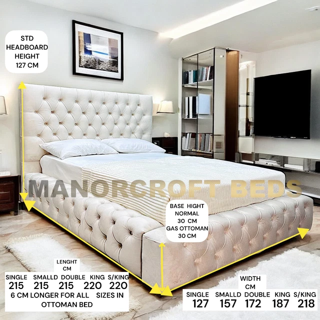 NEW STYLE VELVET Ottoman Storage Royal Chesterfield Ambassador Bed