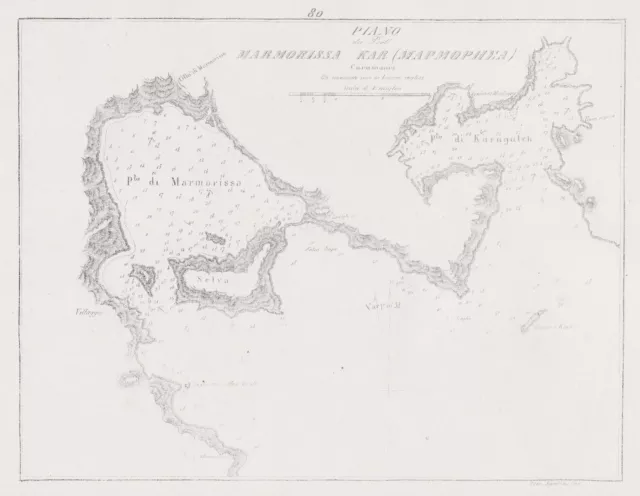 Marmaris Mugla Turkey Plan Lamberti Lithography 1861