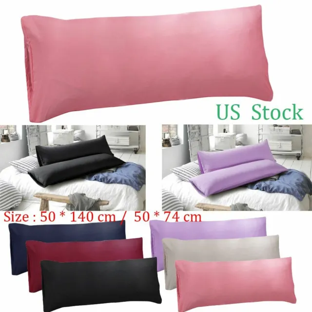1-2Pcs Body Pillow Case Ultra Soft Microfiber Long Bedding Pillow Cover Solid US