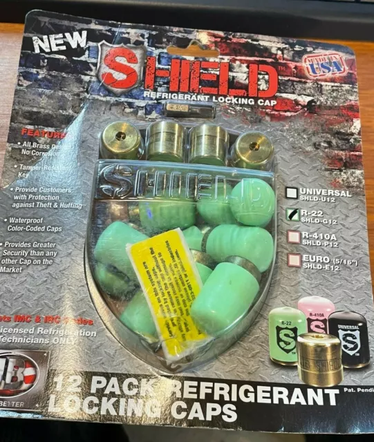 JB Industries SHLD-G12, Home A/C The Shield Refrigerant Locking Caps (12 Pack)