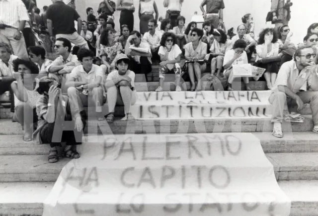 Foto vintage de archivio Palermo, Manifestación Contra La Mafia, Años 90 ,