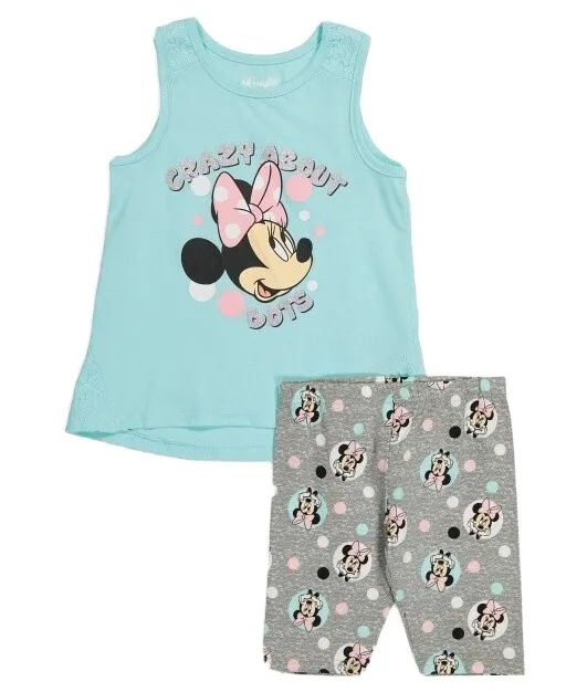 2 Piece Disney Minnie Mouse Outfit, Girls Size 6, Sleeveless Shirt, Shorts MFP