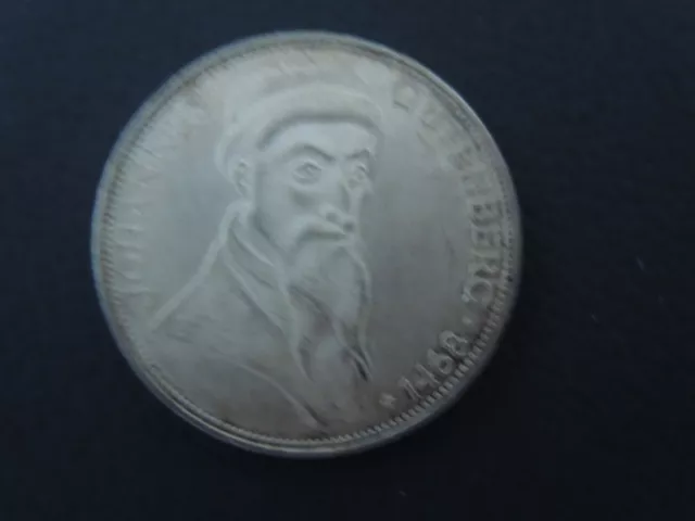 Silbermünze BRD 5 Deutsche Mark 1968 G Johannes Gutenberg 1468