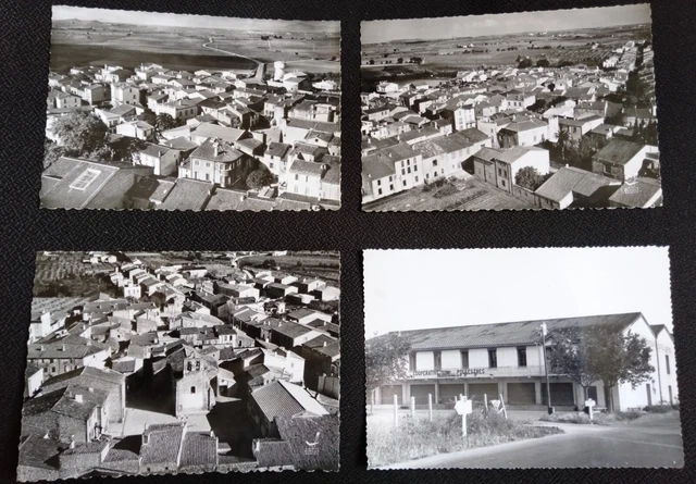 Cpsm - 66 - Pollestres - Lot De 4 Cartes Dentelees Noir Et Blanc
