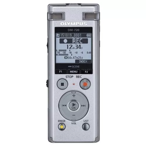 Olympus DM-720 Micro Enregistreur Vocal MP3, Pcm 4 GB Argent