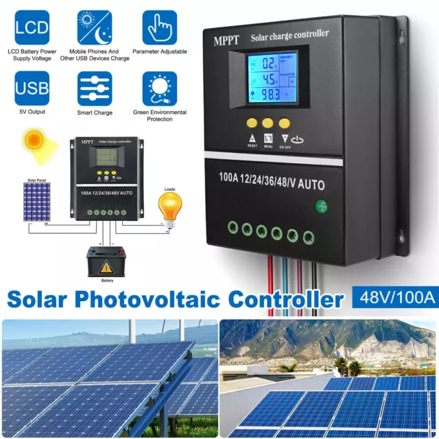 NEW 100A MPPT Controlador de carga solar 12v 24v 36v 48v regulador fotovoltaico