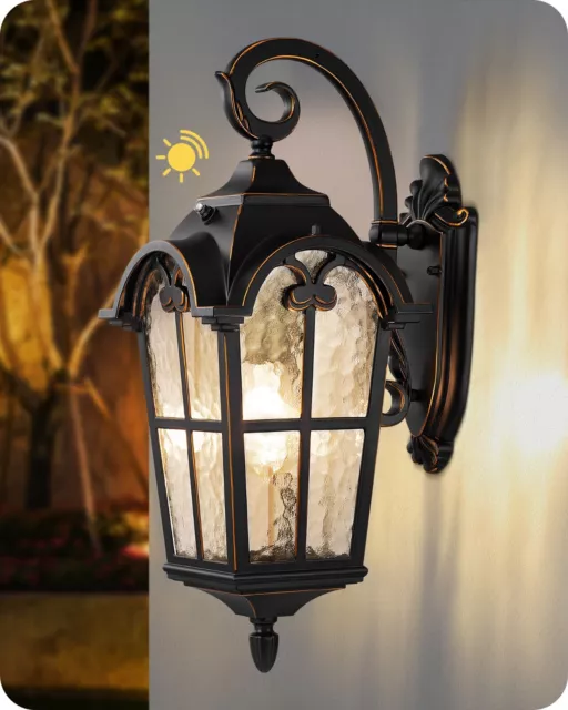 EDISHINE Dusk to Dawn Outdoor Wall Lights, Large Size Exterior Lantern Fixture